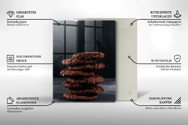 Kuchynská doska veľká zo skla Čokoládové sušienky