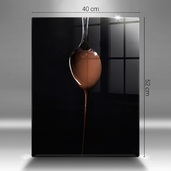 Kuchynská doska veľká zo skla Lyžica čokolády