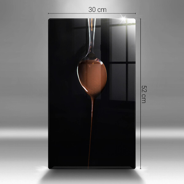 Kuchynská doska veľká zo skla Lyžica čokolády