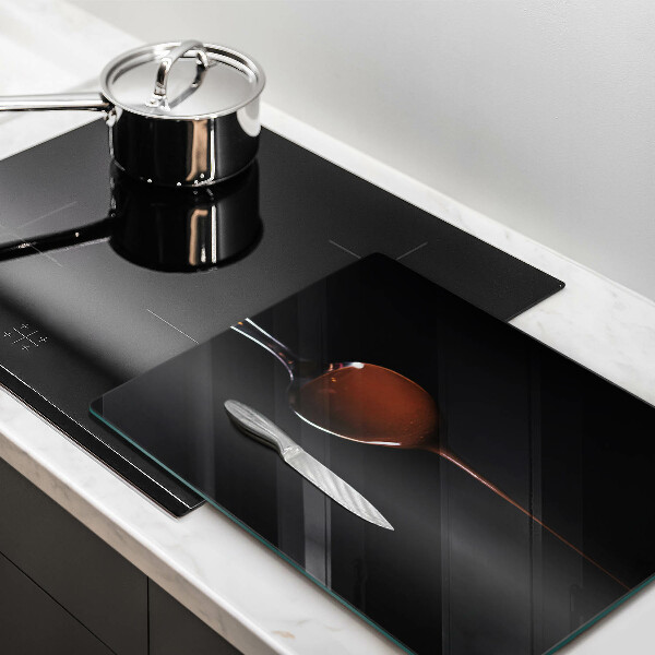 Kuchynská doska veľká zo skla Lyžica čokolády