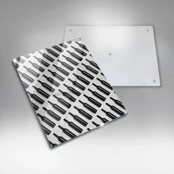 Kuchynská doska veľká zo skla Čierne fľaše na víno