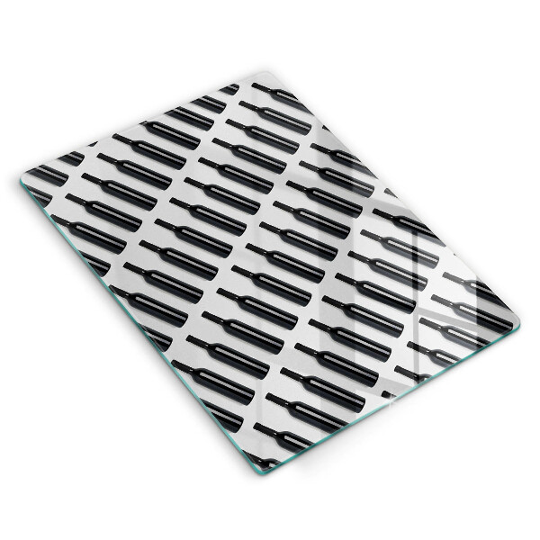 Kuchynská doska veľká zo skla Čierne fľaše na víno