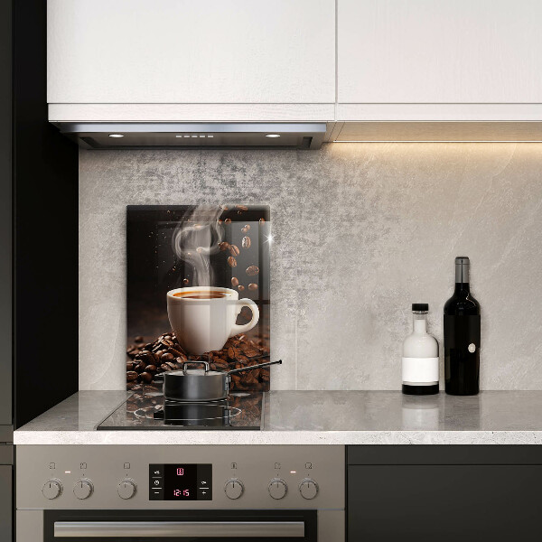 Kuchynská doska veľká zo skla Horúca šálka kávy