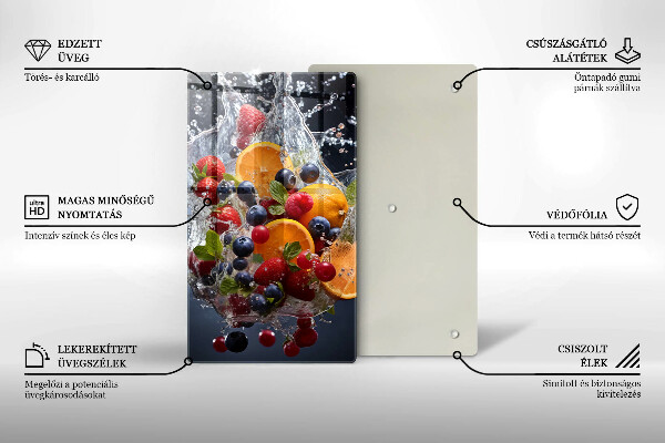 Kuchynská doska veľká zo skla Ovocie vo vode