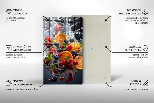 Kuchynská doska veľká zo skla Ovocie vo vode