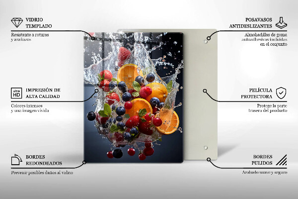 Kuchynská doska veľká zo skla Ovocie vo vode
