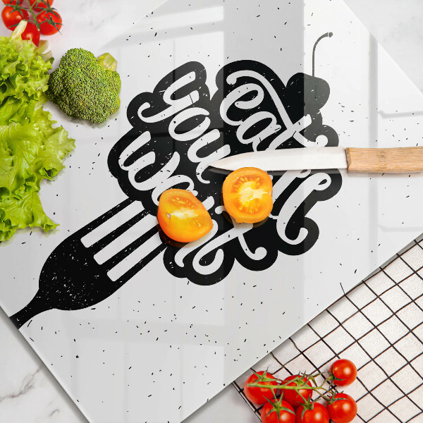 Kuchynská doska veľká zo skla Eat all you want