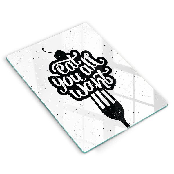 Kuchynská doska veľká zo skla Eat all you want