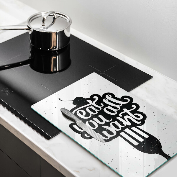 Kuchynská doska veľká zo skla Eat all you want