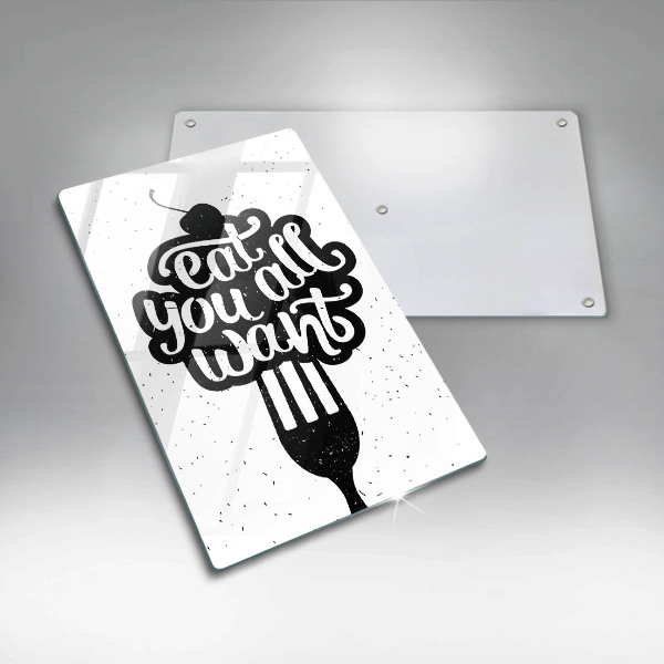 Kuchynská doska veľká zo skla Eat all you want
