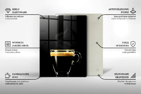 Kuchynská doska veľká zo skla Pohárik čiernej kávy