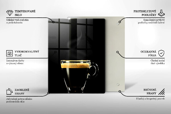 Kuchynská doska veľká zo skla Pohárik čiernej kávy