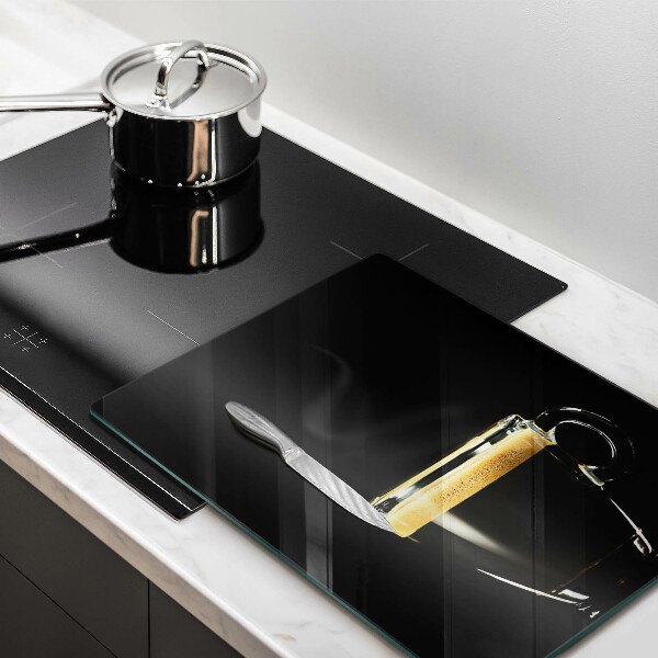 Kuchynská doska veľká zo skla Pohárik čiernej kávy