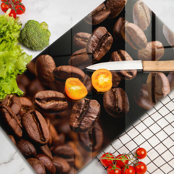 Kuchynská doska veľká zo skla Hnedé kávové zrná