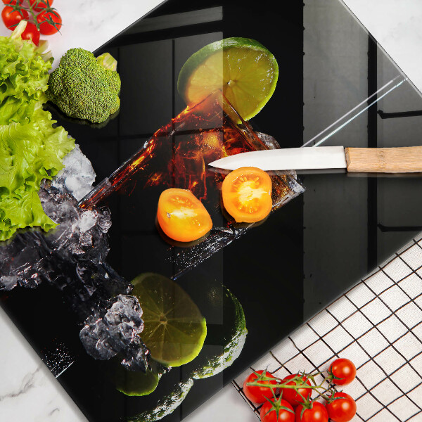 Kuchynská doska veľká zo skla Zemitý nápoj s ľadom