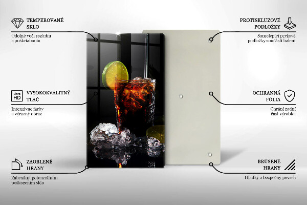 Kuchynská doska veľká zo skla Zemitý nápoj s ľadom