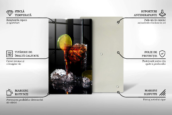 Kuchynská doska veľká zo skla Zemitý nápoj s ľadom