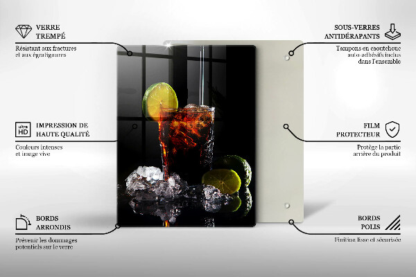 Kuchynská doska veľká zo skla Zemitý nápoj s ľadom
