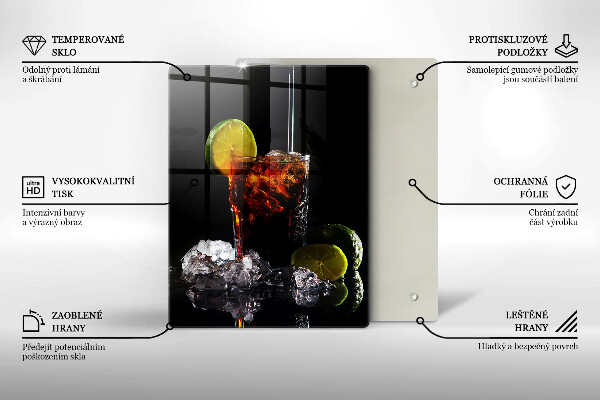Kuchynská doska veľká zo skla Zemitý nápoj s ľadom