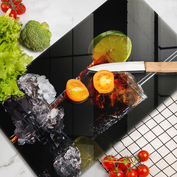 Kuchynská doska veľká zo skla Zemitý nápoj s ľadom