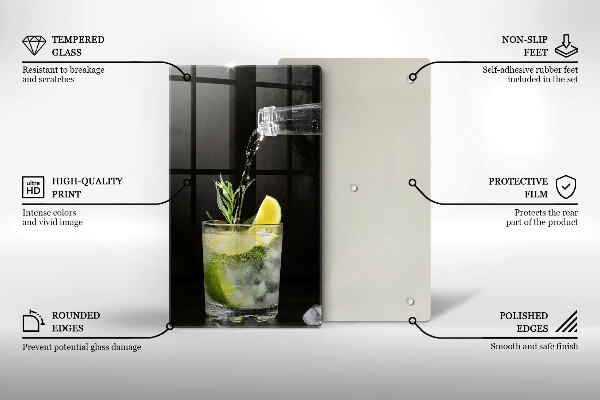 Kuchynská doska veľká zo skla Pohár vody