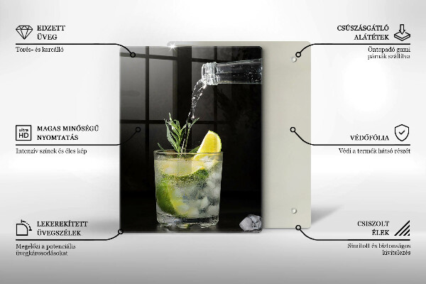 Kuchynská doska veľká zo skla Pohár vody