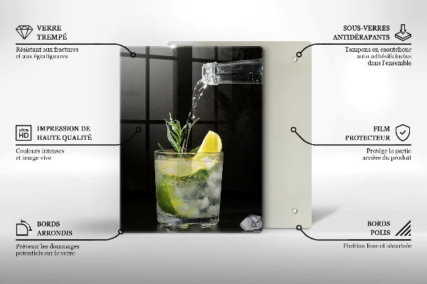 Kuchynská doska veľká zo skla Pohár vody