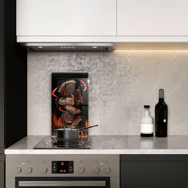 Kuchynská doska veľká zo skla Mäso na grile