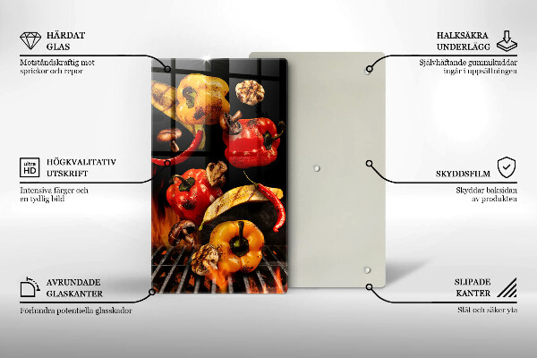 Kuchynská doska veľká zo skla Zelenina na grile