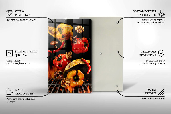 Kuchynská doska veľká zo skla Zelenina na grile