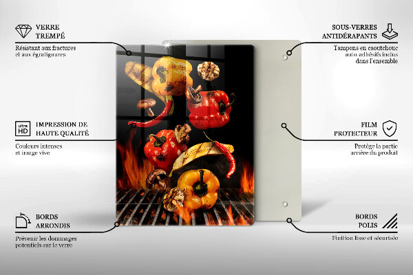 Kuchynská doska veľká zo skla Zelenina na grile