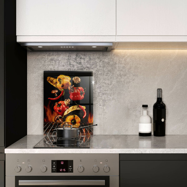 Kuchynská doska veľká zo skla Zelenina na grile