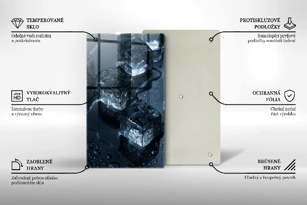 Kuchynská doska veľká zo skla Studené kocky ľadu