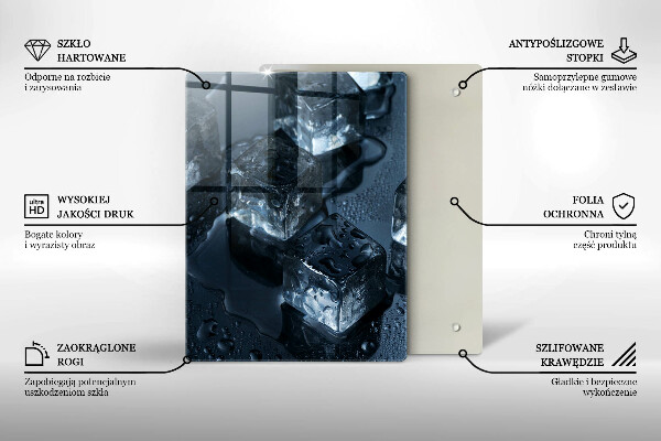 Kuchynská doska veľká zo skla Studené kocky ľadu