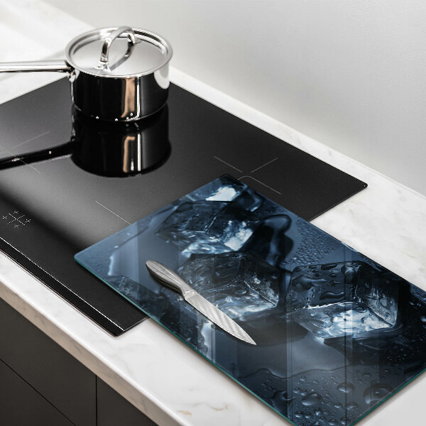 Kuchynská doska veľká zo skla Studené kocky ľadu