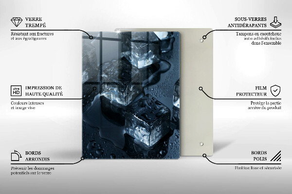 Kuchynská doska veľká zo skla Studené kocky ľadu