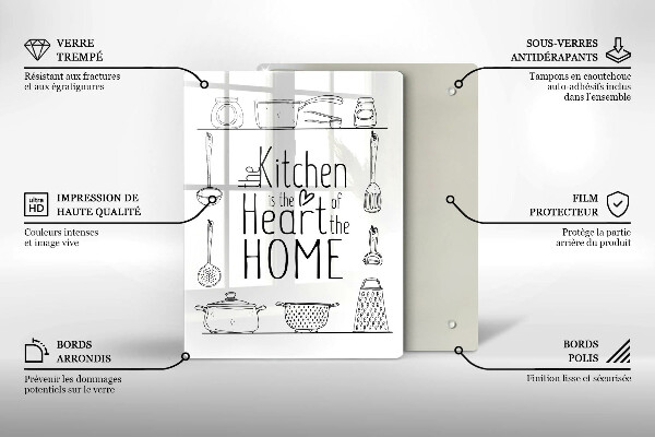 Kuchynská doska veľká zo skla Nápis veta