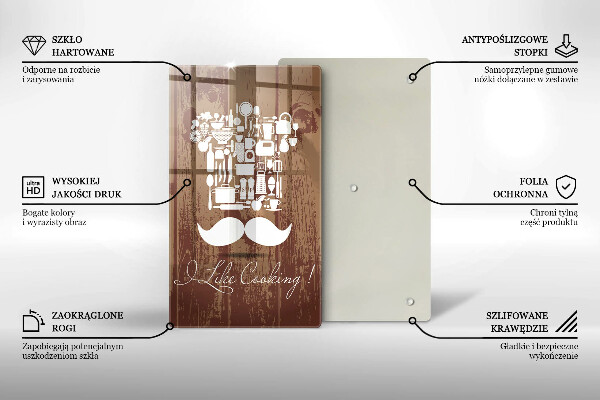 Kuchynská doska veľká zo skla I like cooking