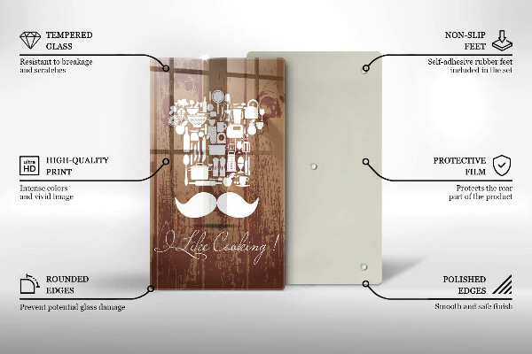 Kuchynská doska veľká zo skla I like cooking