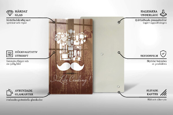 Kuchynská doska veľká zo skla I like cooking