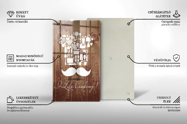 Kuchynská doska veľká zo skla I like cooking