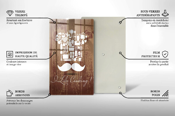 Kuchynská doska veľká zo skla I like cooking