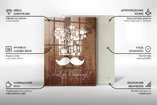 Kuchynská doska veľká zo skla I like cooking