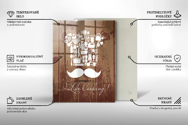 Kuchynská doska veľká zo skla I like cooking