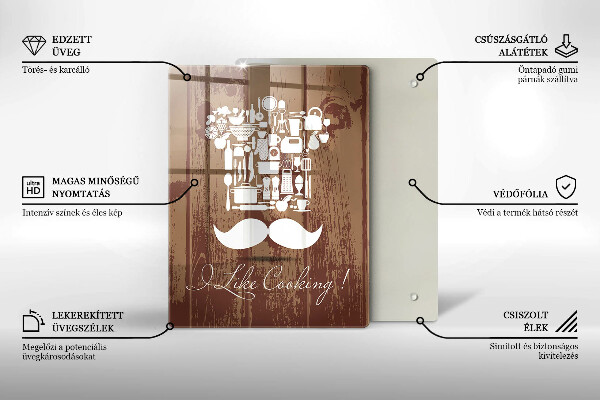 Kuchynská doska veľká zo skla I like cooking