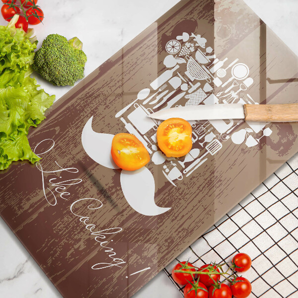 Kuchynská doska veľká zo skla I like cooking