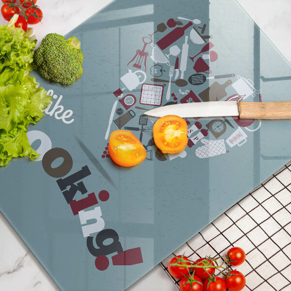 Kuchynská doska veľká zo skla I like cooking