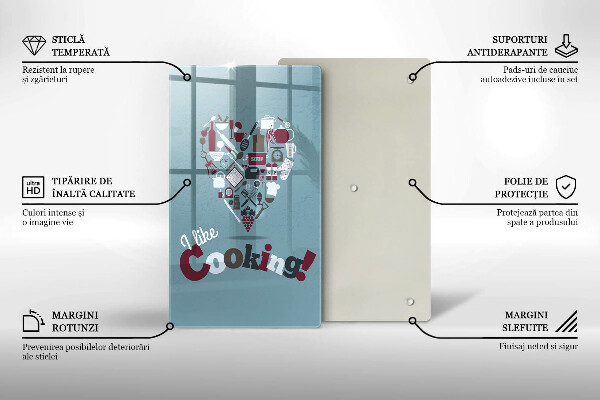 Kuchynská doska veľká zo skla I like cooking