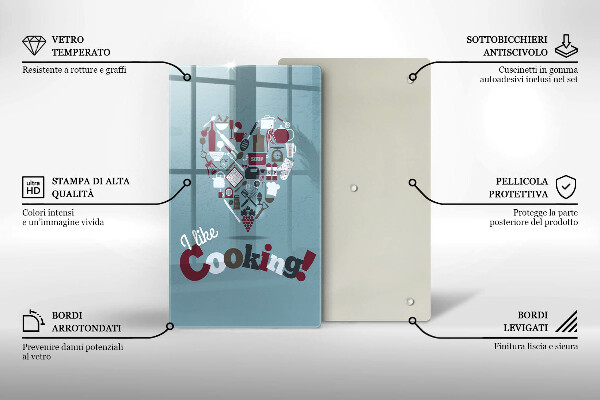 Kuchynská doska veľká zo skla I like cooking