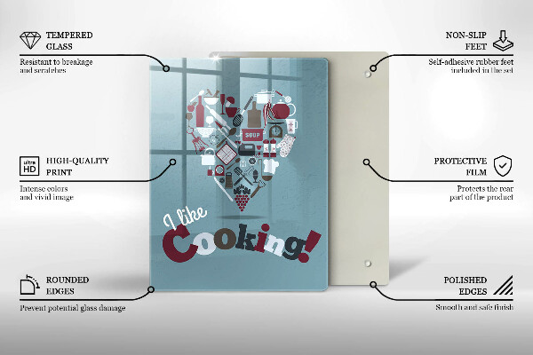 Kuchynská doska veľká zo skla I like cooking